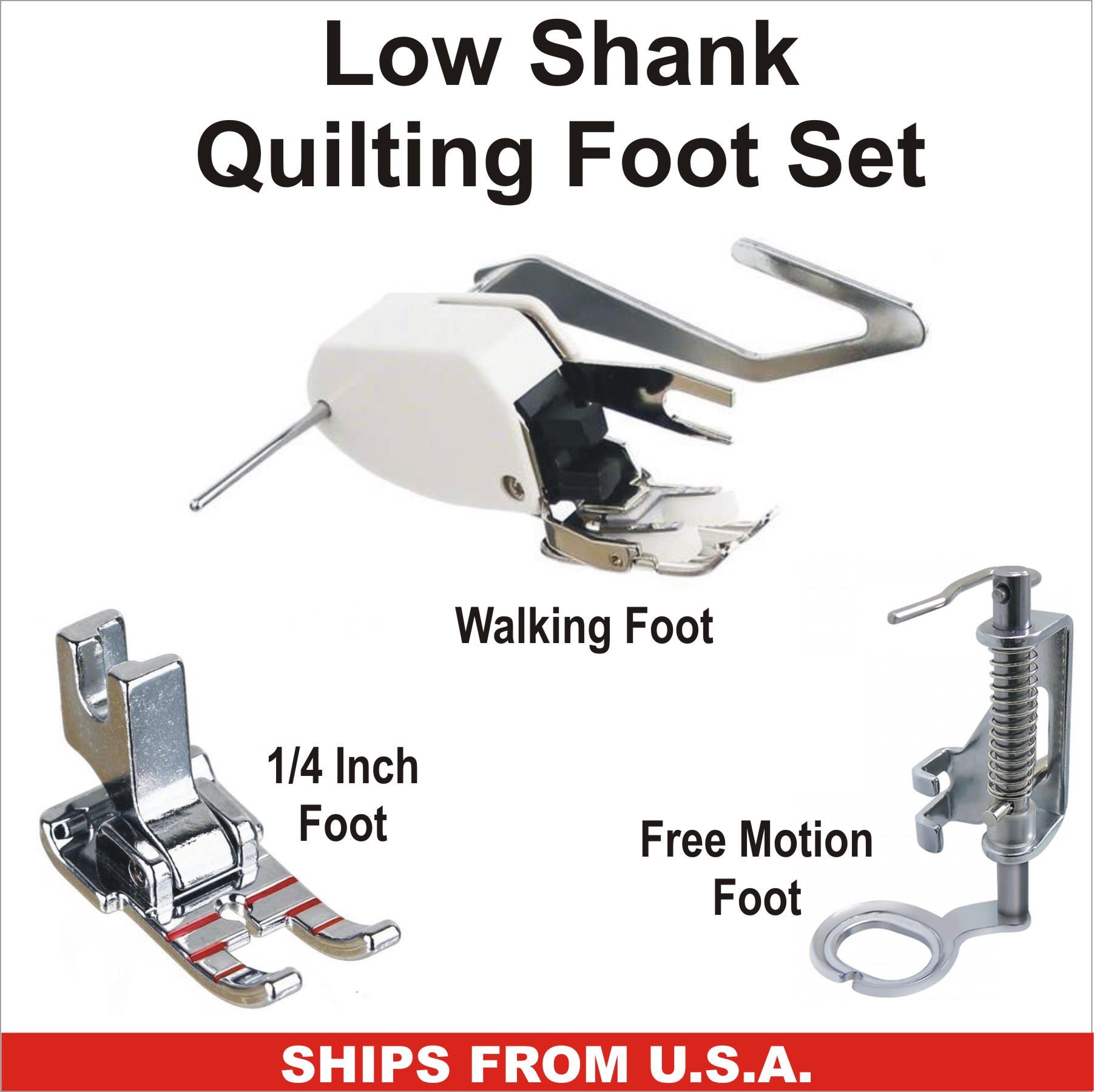 Quilting Foot Set Fits All Low Shank Sewing Machines SINGER, BROTHER,  JANOME & More See Description